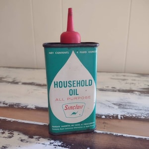 Vintage Sinclair Refining Company Household Oil All Purpose Empty 4 Ounce Oil Can Tin Circa 1950&#39;s
