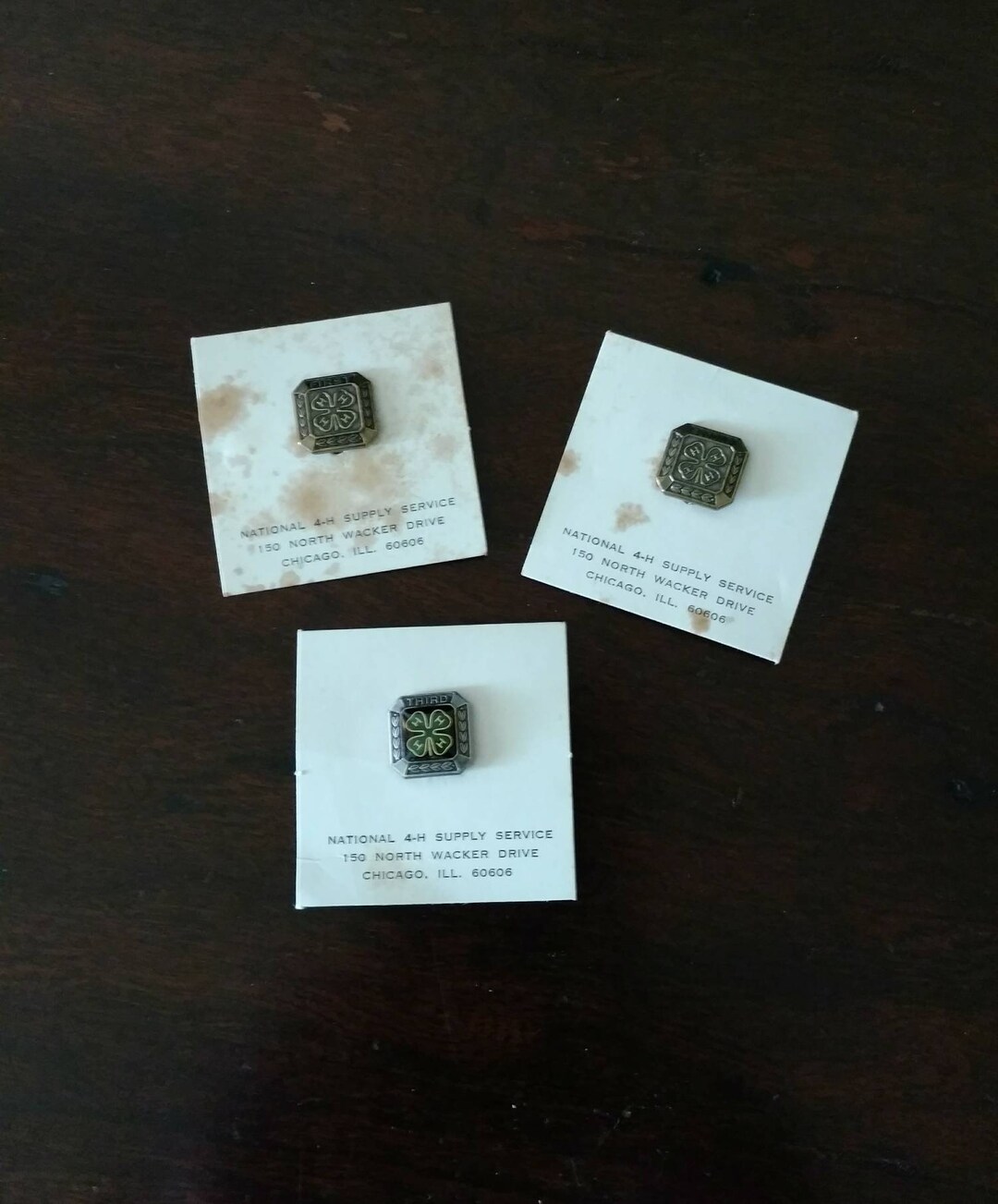 Vintage Lot of Three (3) 4-H Pins 1st Year (1) 2nd Year (1) and 3rd ...