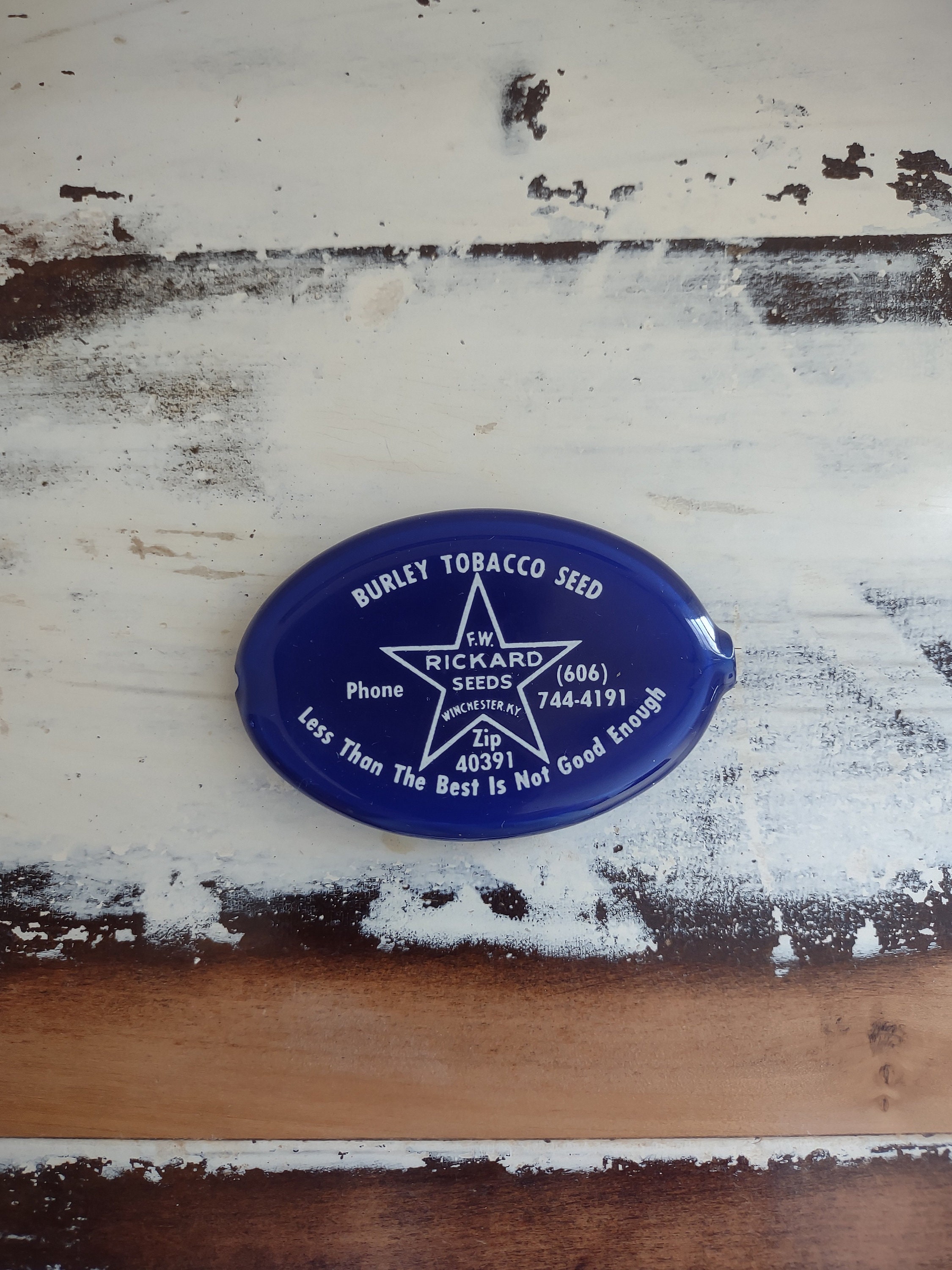 Vintage FW Rickard Seeds Burley Tobacco Pocket Rubber