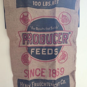 Vintage Producer Feeds Feed Sack Burlap Bag Henry Fruechtenicht Company Louisville Kentucky 24&quot; x 39&quot; New Original Stock Circa 1960&#39;s