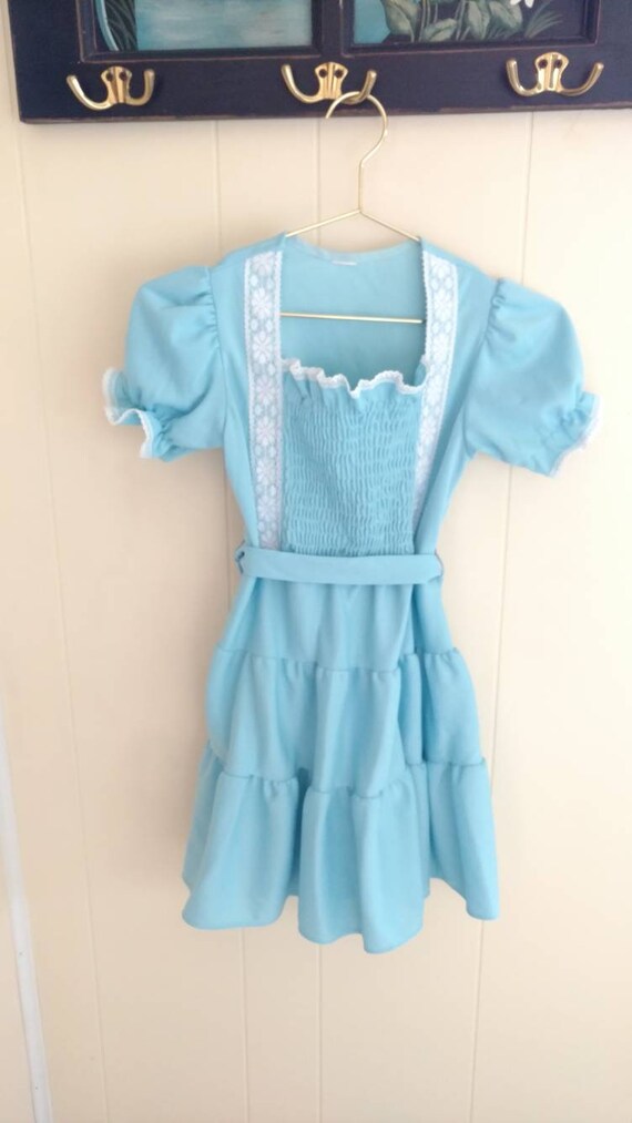 robin egg blue dress VTG 70s Nylon Maxi 95% Cotton/5% Spandex Care Vintage Robin Egg Blue Little