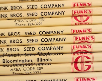Vintage Funk Bros. Seed Company Funks G Hybrid Seed Corn Bloomington Illinois One (1) Pencil 1950&#39;s