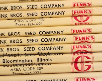 Vintage Funk Bros. Seed Company Funks G Hybrid Seed Corn Bloomington Illinois One (1) Pencil 1950's