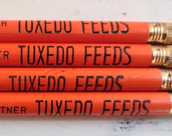 Vintage Tuxedo Feeds The Feeders' Silent Partner Orange Sharpened Pencil One (1) Circa 1950's