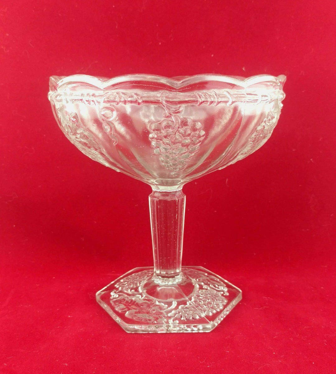 Indiana Glass, Dunkirk, IN, EAPG, Late Paneled Grape Aka Darling Grape