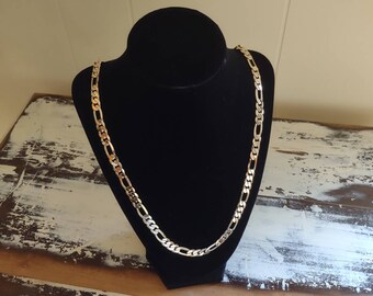 Vintage 24 inch Figaro Gouden Toon Platte Ketting Circa 1980's