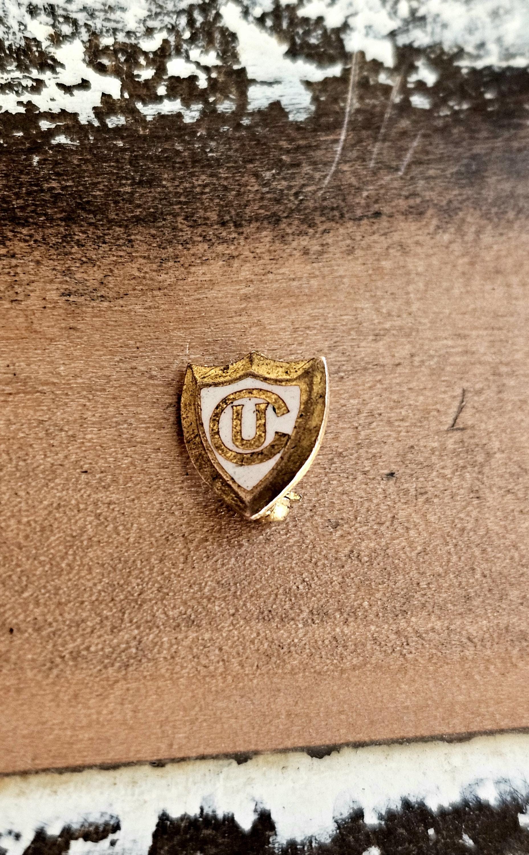 Antique UC University of Cincinnati White Enamel Gold Tone Shield Lapel ...