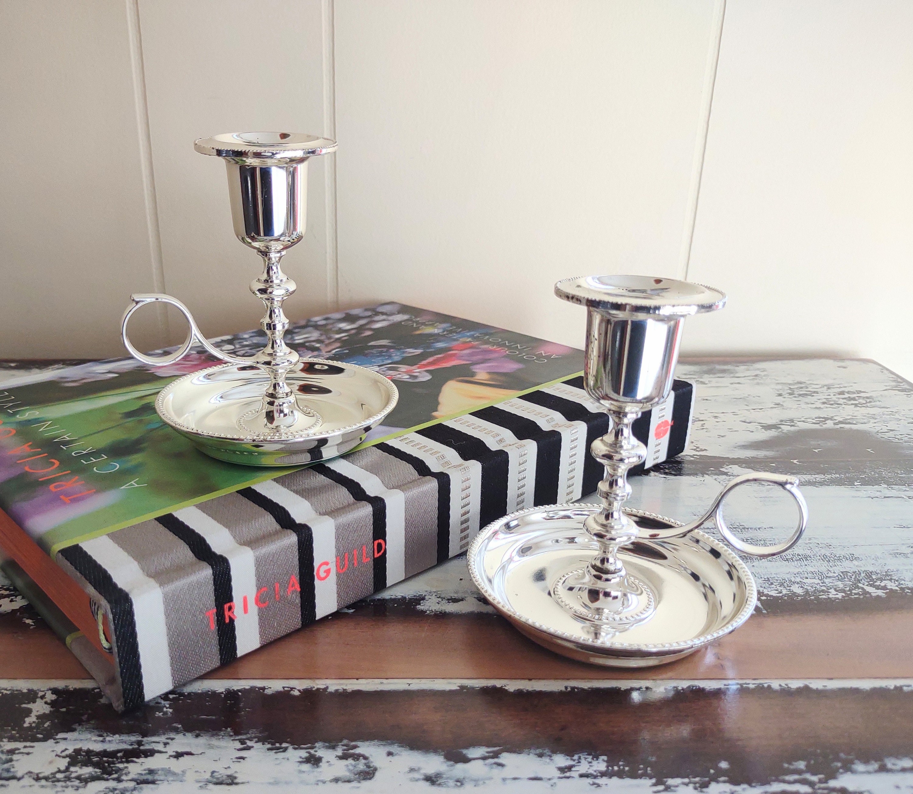 クイーンアン　イギリス　キャンドル　ホルダー　シルバー　セット　元箱 クイーンアンイギリスキャンドルホルダーシルバーセット元箱