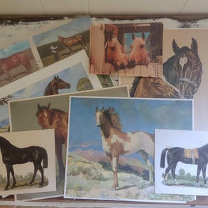 Vintage Horse Equine Paper Ephemera Picture Prints Postcards Cut Outs Scrapbook Junk Journal Supplies Circa 1960-1970's
