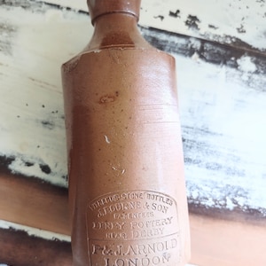 Antike Steinzeug-Tintenflasche mit Salzglasur in Master Tan Brown Ombre von J. Bourne und Son Derby P & J Arnold London, ca. 1850-1861