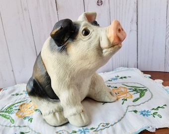 Piggy Bank, Vintage 1989 Geo Z Lefton Pig Bank, Ceramic Piggy Bank, Hampshire Pig, Lefton Collectible