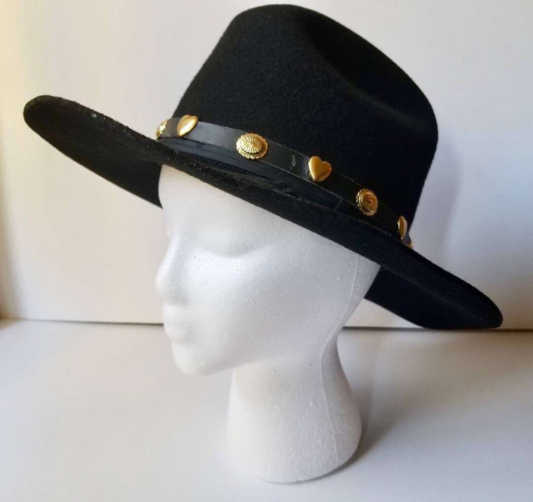 Black Western Cowboy Hat Youth Size Large Western Hat Wool Etsy