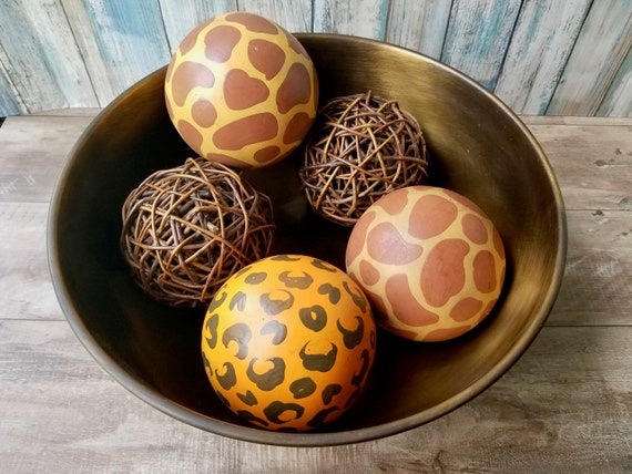 Vintage Ceramic Decorative Spheres Safari Animal Print Balls Etsy