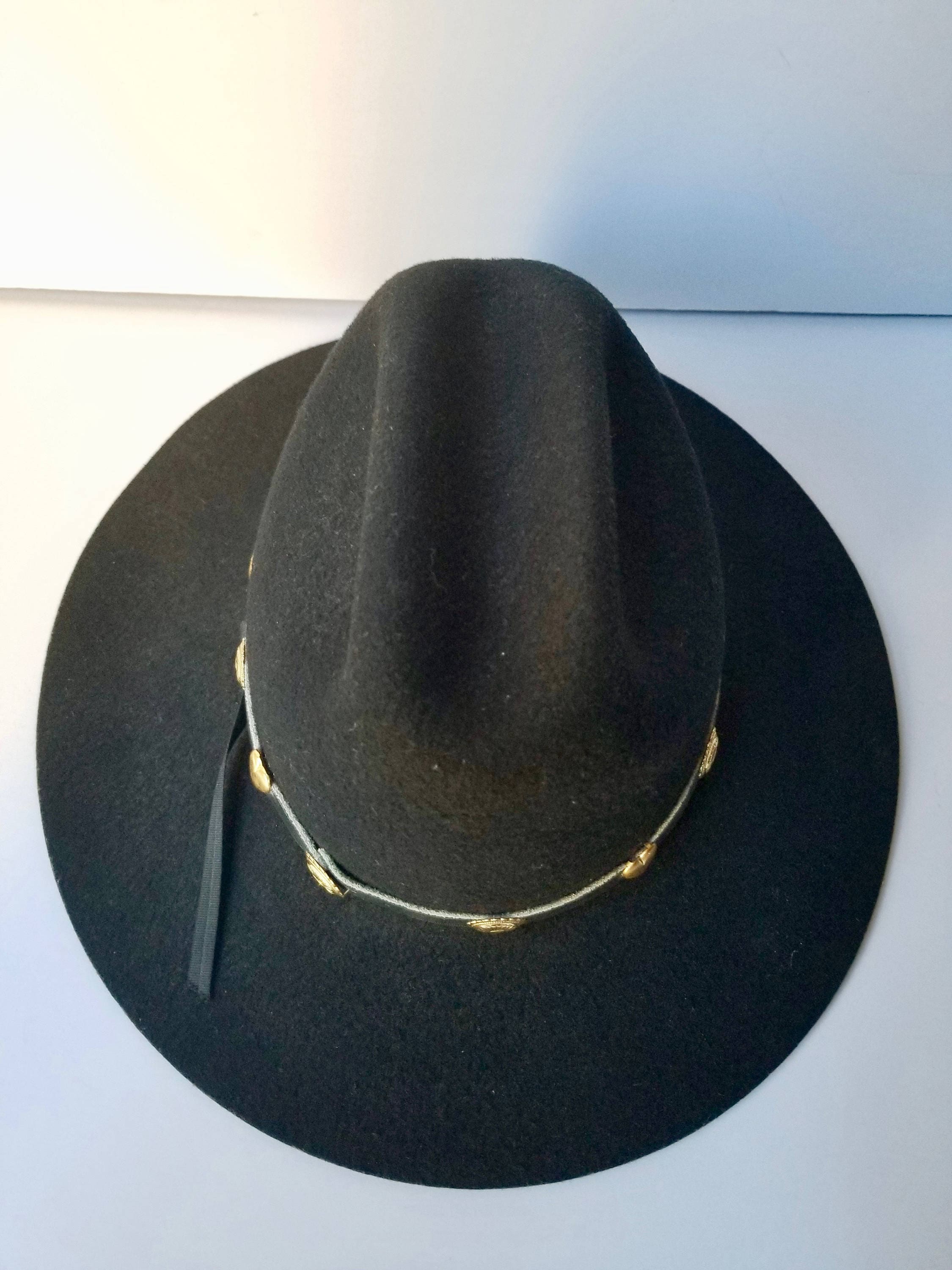 Black Western Cowboy Hat Youth Size Large Western Hat Wool Etsy