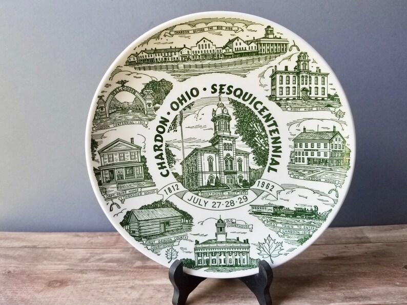 Vintage Chardon Ohio Sesquicentennial Souvenir Plate 1962 Etsy