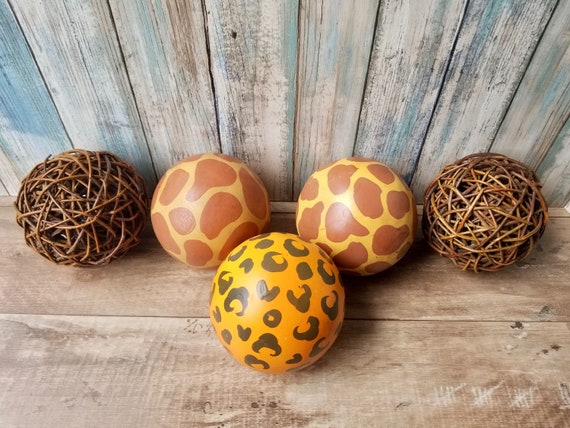 Vintage Ceramic Decorative Spheres Safari Animal Print Balls Etsy