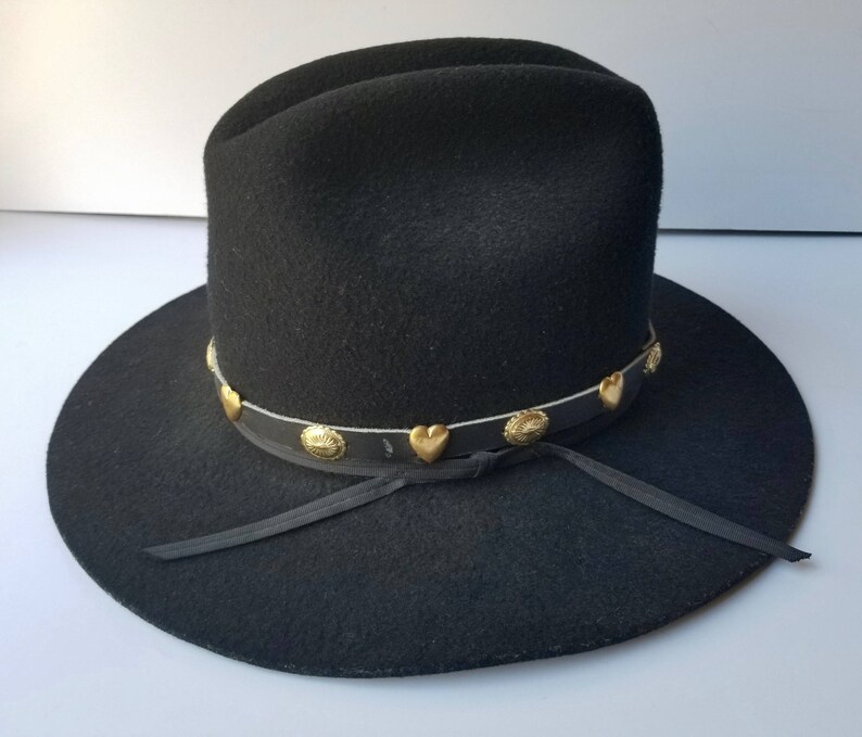 Black Western Cowboy Hat Youth Size Large Western Hat Wool Etsy