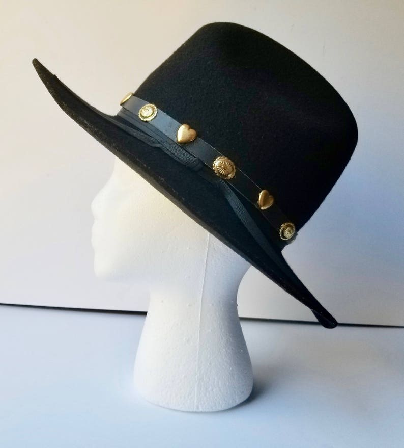 Black Western Cowboy Hat Youth Size Large Western Hat Wool Etsy