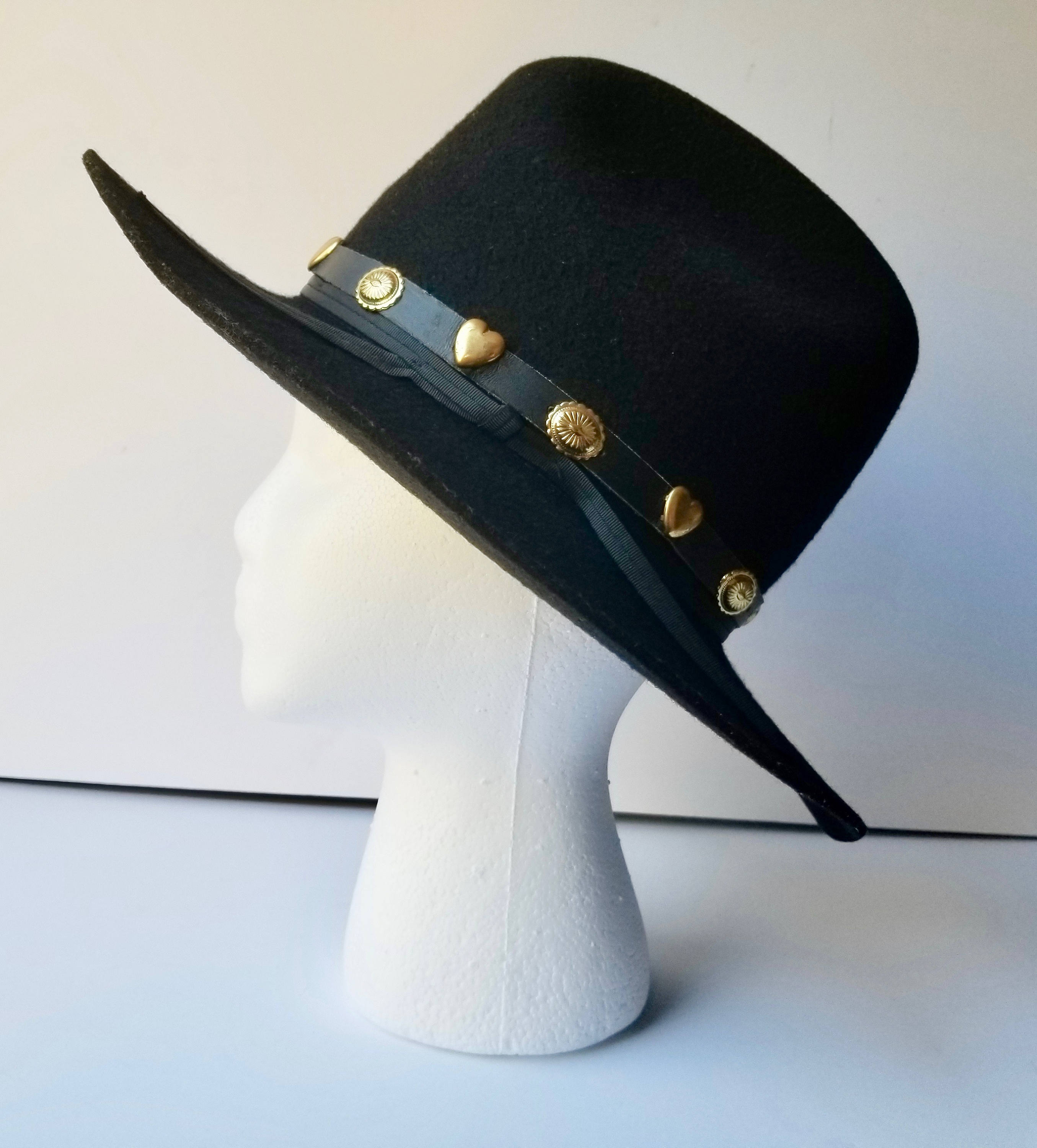 Black Western Cowboy Hat Youth Size Large Western Hat Wool Etsy