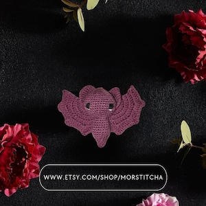 Baby Bat  Rattle, Goth Baby, Crochet, Bat Nursery, Alternative Style, Handmade Gift, Gothic Baby Shower, Raspberry Color, Halloween
