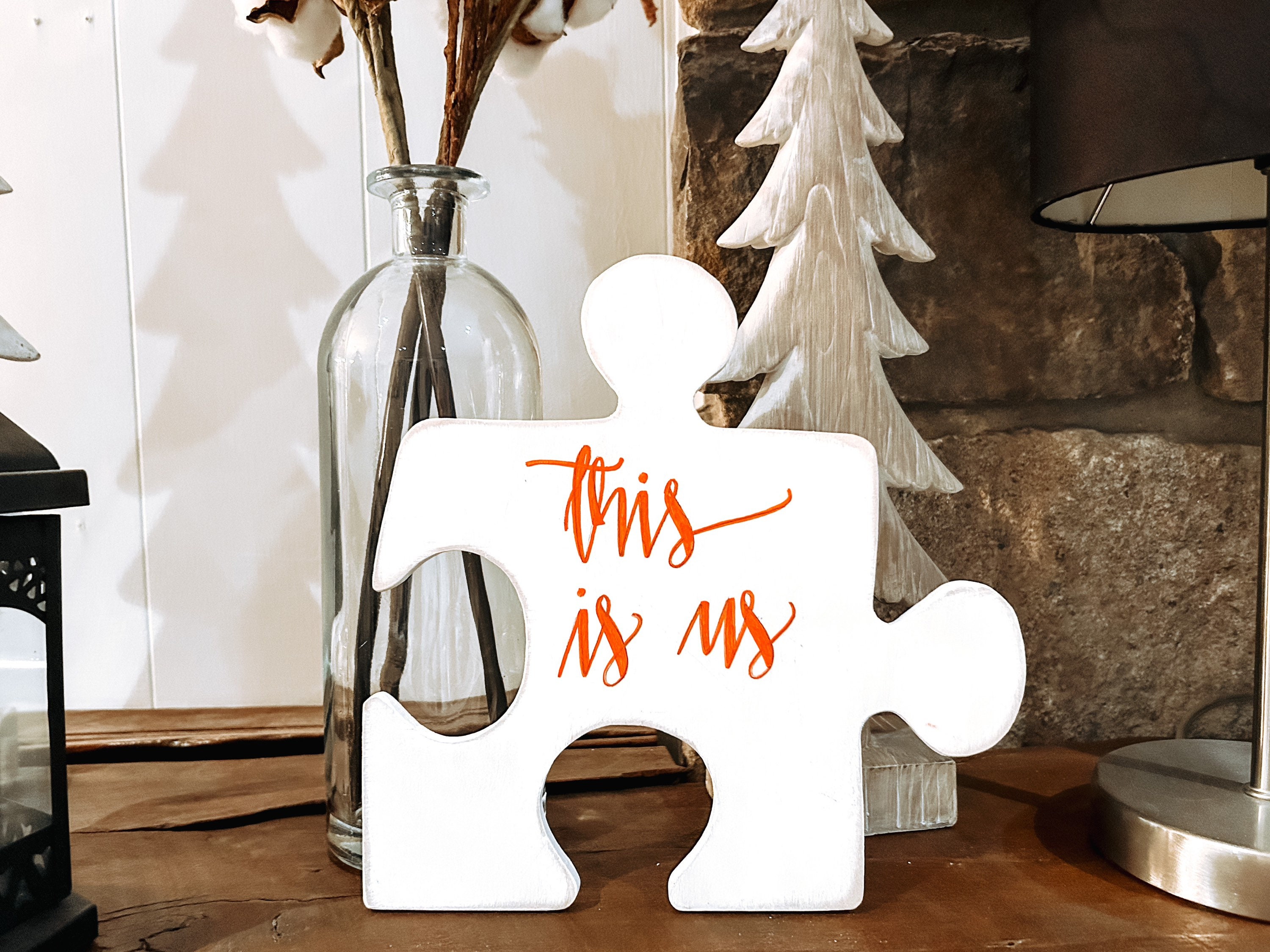 This is Us Sign, Puzzle Piece Wall Decor, Wedding Gift for Couple, Housewarming Gift for First Home, Gallery Wall Sign, Living Room Decor