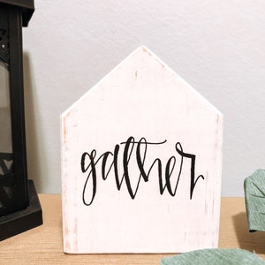 Gather Sign Wood, Tiered Tray Decor Fall, Stocking Stuffers for Women, Christmas Gift for Mom from Daughter, Farmhouse Fall Shelf Sitter