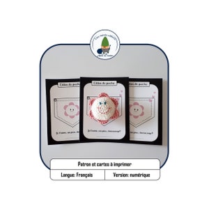 Patron au crochet câlin de poche mini fleur et carte à imprimer - en français