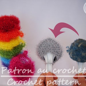 Crochet Pattern Glitter Reversible Scouring Pad 2 Sizes in French