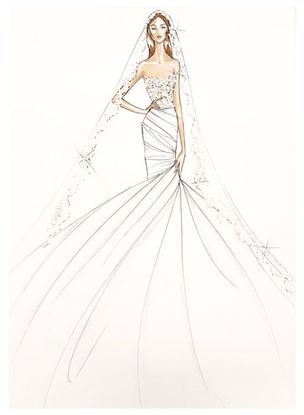 Fashion Design Illustration Personalized Custom Sketch Art Gift Bride ...