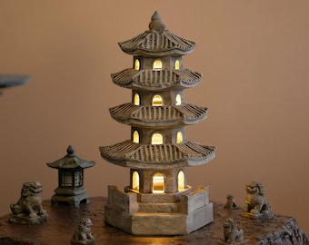 Zen Pagoda Garden Statue, Chinese Resin Outdoor Sculpture, Asian Patio Decor, Zen Garden Ornament, Meditation Gift, Lawn Balcony Decor
