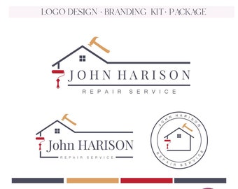 Home repair logo and branding Home fix logo Handyman logo Home services logo Home tools logo Remodeling home logo template House tools logo