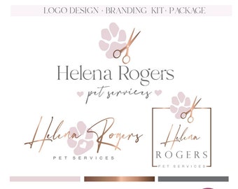 Logo design pet service Dog cat pet grooming logo Pet logo design Paw logo service logo and branding Dog cat marketing Pet brand groomer