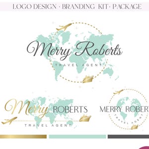 Travel logo Globe plane ship logo Editable travel logo Travel agent logo Luxory travel logo Travel branding kit 260