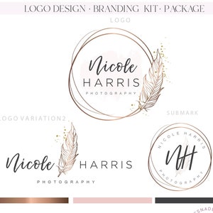 Angelic feather logo Premade branding for author, journalist, copywriter, photographer , accountant, boutique branding kit(AI/PNG/JPEG)284