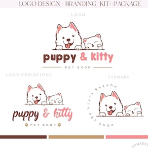 Logotipo de perro y gato. Marca editable para servicios de mascotas. Marca prediseñada para cuidado de animales, tienda, bienestar, cuidado del hogar y cuidado de mascotas (AI/PNG/JPEG). N.º 217.
