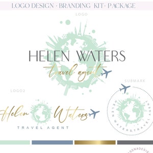 Reislogo Stadsglobe vliegtuiglogo Bewerkbaar reislogo Luxe reislogo Logo reisbureau Premade reisbureaubranding visitekaartje113