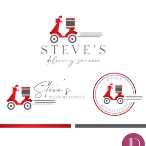 Kit de marca pré-fabricado para logotipo de serviço de entrega para empresas de alimentos e entregas Arquivos vetoriais personalizáveis Logotipo de scooter Logotipo de entrega de alimentos