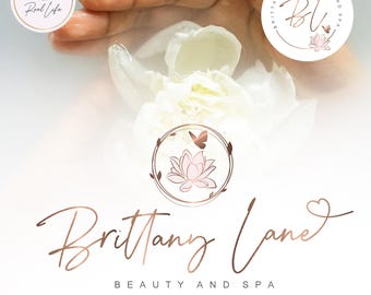 Rose Gold Lotus Logo Design: Spa & Beauty Branding Template (AI/PNG/JPEG) 85