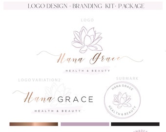 Lotus flower logo Lotus flower premade logo bundle Yoga, cosmetics, natural, spiritual, beauty, spa, wellness (AI/PNG/JPEG)