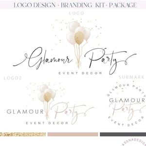 Logotipo e marca do planejador de eventos Modelo de logotipo para decoração de eventos Logotipo do planejador de eventos Logotipo do planejador de festas Logotipo de balões caligrafia vetorial 84