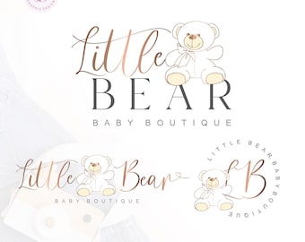 Teddy bear logo, Children bear logo, Baby boutique logo, Kids boutique logo, Baby logo, Toy  branding, Cute kids bear branding 60a