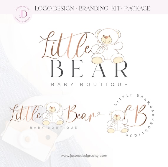 Teddy bear logo, Children bear logo, Baby boutique logo, Kids boutique logo, Baby logo, Toy  branding, Cute kids bear branding 60a
