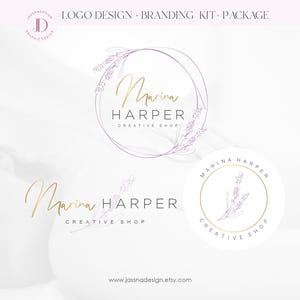 Logotipo de corona de lavanda Kit de marca prediseñado Niños, belleza, terapeutas, productos naturales, masajes, aromaterapia (AI/PNG/JPEG) 259