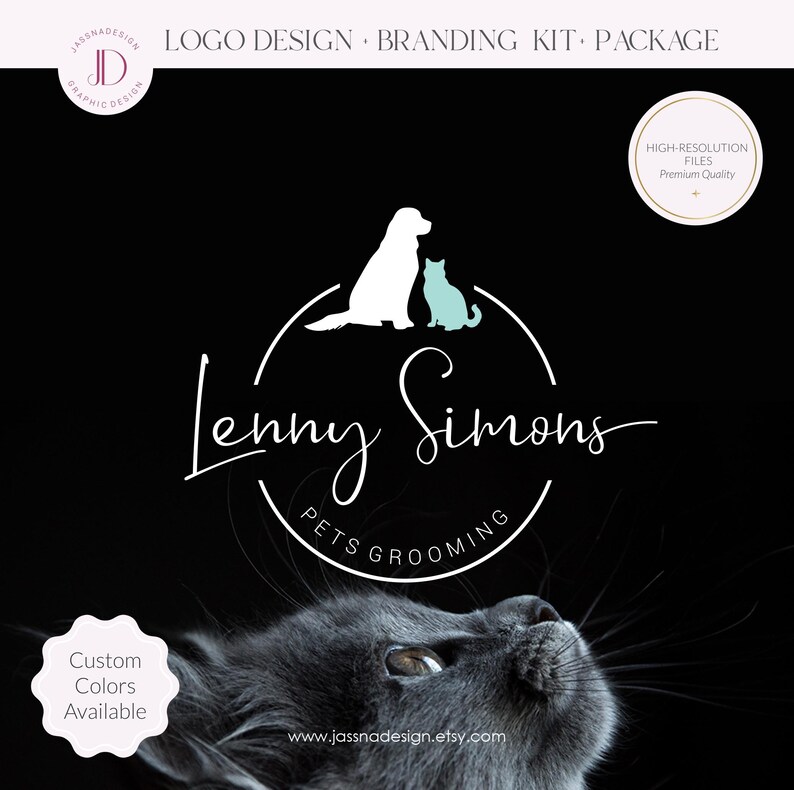 Logo de toilettage pour animaux de compagnie : image de marque pour chien, chat, marque de services pour animaux, offre groupée pour animaux de compagnie (AI/PNG/JPEG) image 2