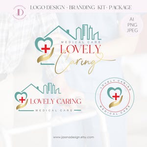 Medische thuiszorglogo Thuisservice-logo Thuisassistent-logo Gezondheidszorglogo Verpleegkundige logo Rood kruis hartlogo Thuiszorg Medic-logo 162