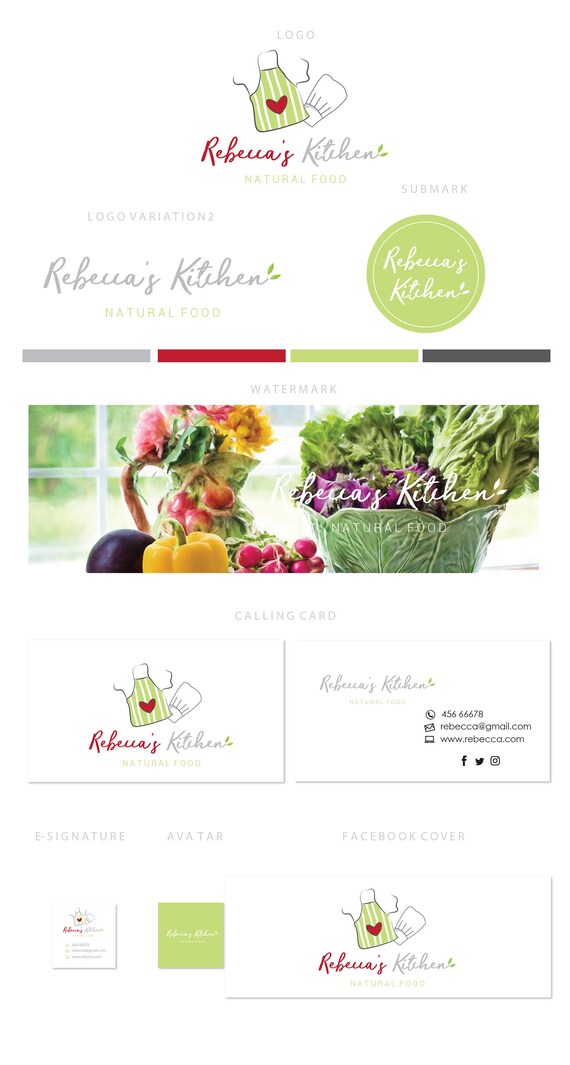 Branding Kit Logo Design Food Logo Branding Natural Food Etsy