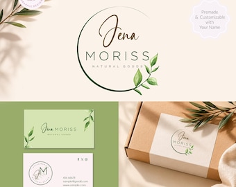 Natural leaves logo, Green logo, Organic logo design, Leaves circle branding, Therapist brand, Health Wellness coach logo, Vegan logo 186
