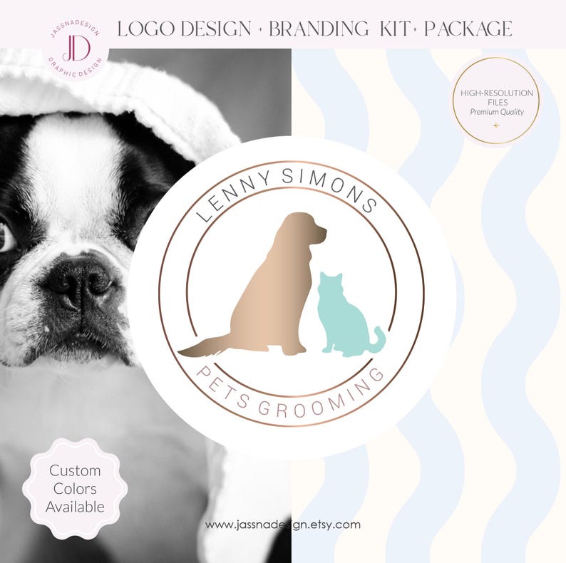 Logo de toilettage pour animaux de compagnie : image de marque pour chien, chat, marque de services pour animaux, offre groupée pour animaux de compagnie (AI/PNG/JPEG) image 8