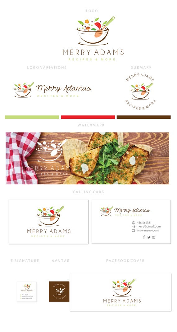 Branding Kit Logo Design Health Food Logo Bakery Logo Etsy