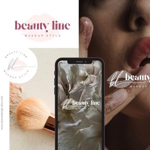 Beauty Logo Kit, Makeup Artist Branding, Lips Logo Design, Feminine Branding Kit, Kiss Logo Brand (AI/PNG/JPEG) 78 image 3